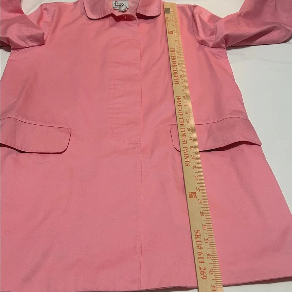 Lilly Pulitzer Pink Collared Trench Coat Cotton L